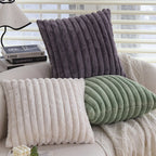 Pillow Cover Teddy Plush Layered Ribbed Reversible 18x18