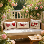 Pillow Cover Tufted Chenille & Botanical Embroidery Cotton-Linen
