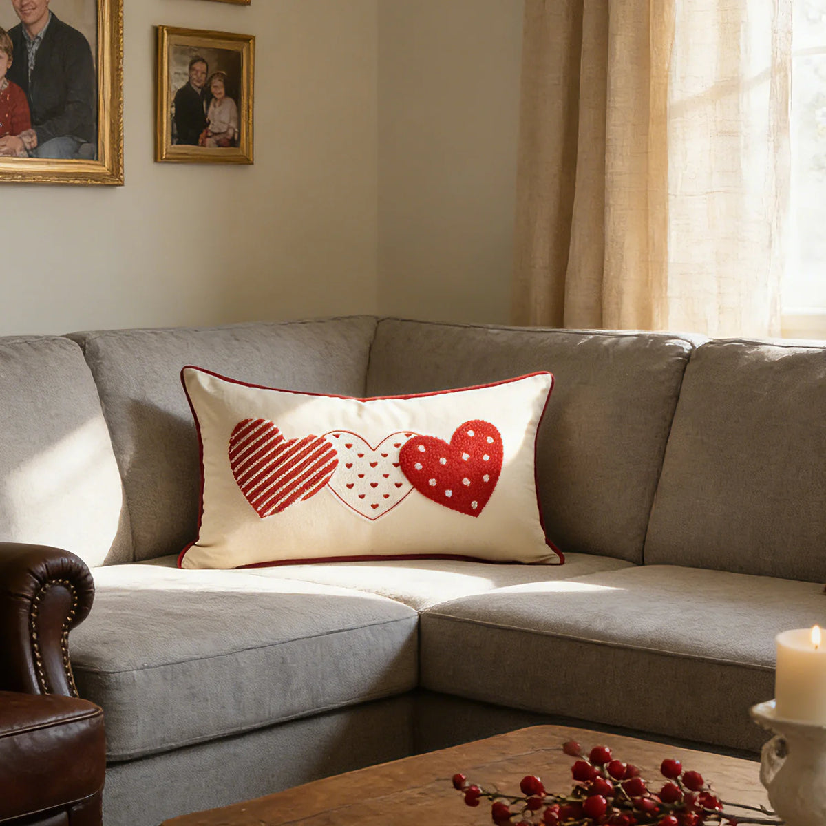 Pillow Cover Tufted Chenille & Botanical Embroidery Cotton-Linen