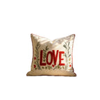 Pillow Cover Tufted Chenille & Botanical Embroidery Cotton-Linen