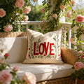 Pillow Cover Tufted Chenille & Botanical Embroidery Cotton-Linen