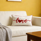Pillow Cover Tufted Chenille & Botanical Embroidery Cotton-Linen