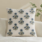 Pillow Cover Tufted Floral Embroidery Cotton-Linen Hidden Zipper