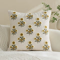 Pillow Cover Tufted Floral Embroidery Cotton-Linen Hidden Zipper