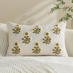 Pillow Cover Tufted Floral Embroidery Cotton-Linen Hidden Zipper
