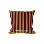 Pillow Cover Velvet Striped Contrast Piped Border