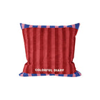 Pillow Cover Velvet Striped Contrast Piped Border