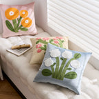 Pillow Cover Velvet Tufted Chenille Floral Hidden Zipper