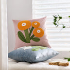 Pillow Cover Velvet Tufted Chenille Floral Hidden Zipper