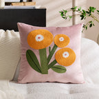 Pillow Cover Velvet Tufted Chenille Floral Hidden Zipper