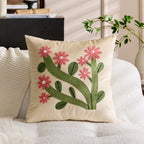 Pillow Cover Velvet Tufted Chenille Floral Hidden Zipper