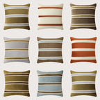 Pillow Cover Velvet Woven Horizontal Stripes Concealed Zipper