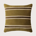 Pillow Cover Velvet Woven Horizontal Stripes Concealed Zipper