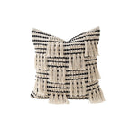 Pillow Cover Woven Cotton-Blend Hand-Tufted Tassels & Concealed Zipper