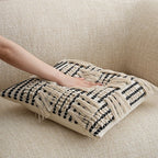 Pillow Cover Woven Cotton Blend Tiered Tassels Concealed Zipper