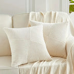 Pillow Covers Corduroy Ribbed Hidden Zipper Set of Two