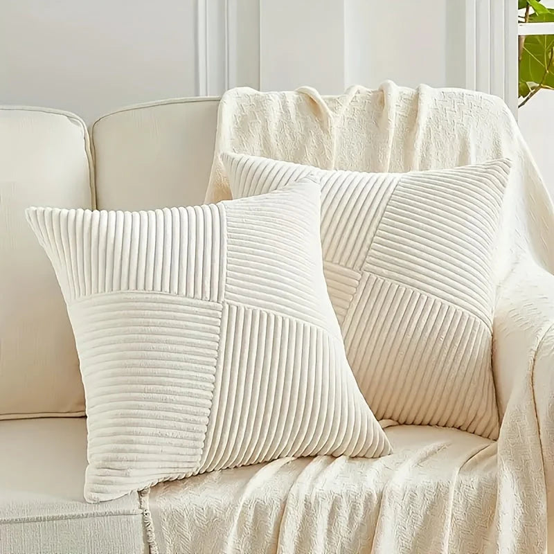 Pillow Covers Corduroy Ribbed Hidden Zipper Set of Two