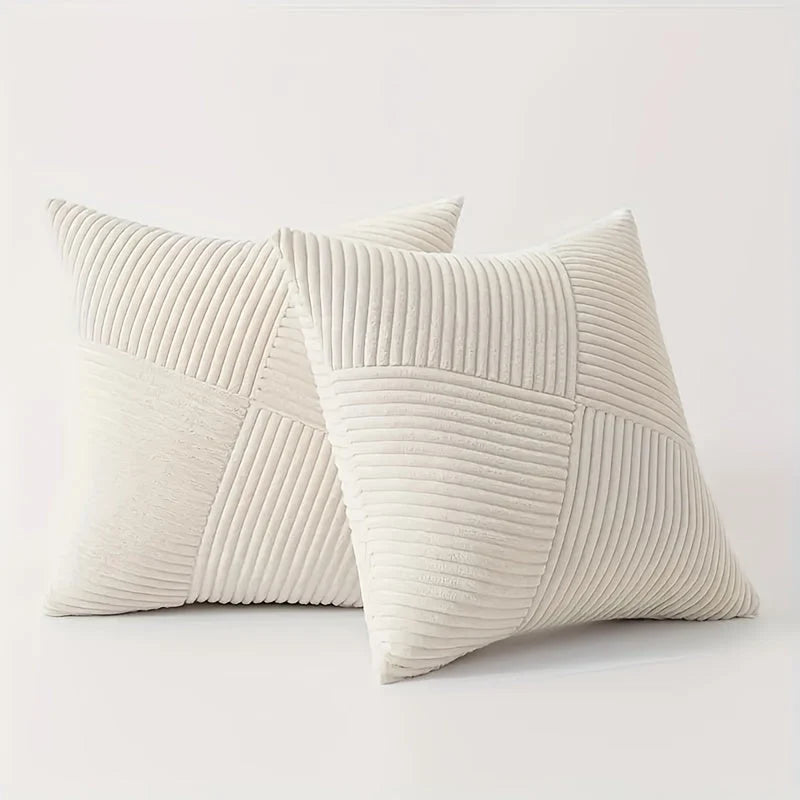 Pillow Covers Corduroy Ribbed Hidden Zipper Set of Two