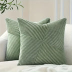 Pillow Covers Corduroy Ribbed Hidden Zipper Set of Two