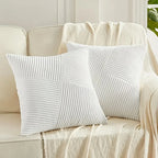 Pillow Covers Corduroy Ribbed Hidden Zipper Set of Two