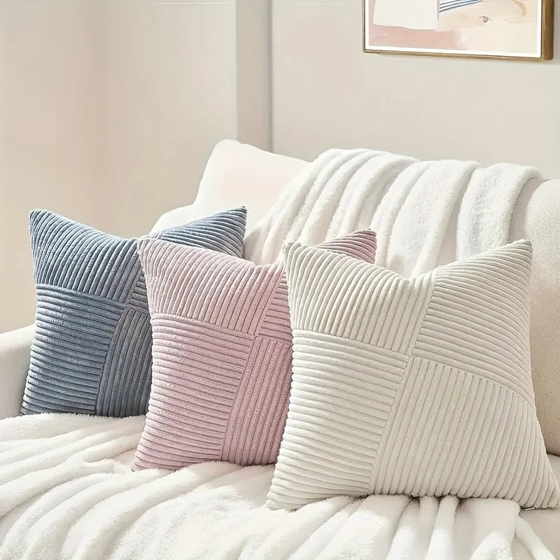 Pillow Covers Corduroy Ribbed Hidden Zipper Set of Two