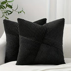 Pillow Covers Corduroy Ribbed Hidden Zipper Set of Two