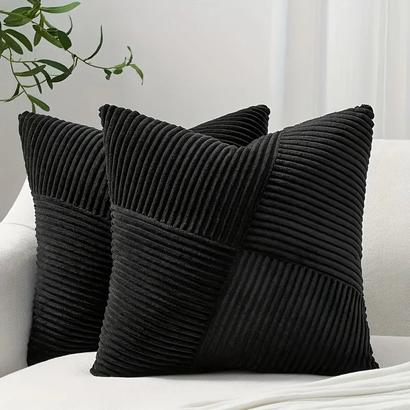 Pillow Covers Corduroy Ribbed Hidden Zipper Set of Two