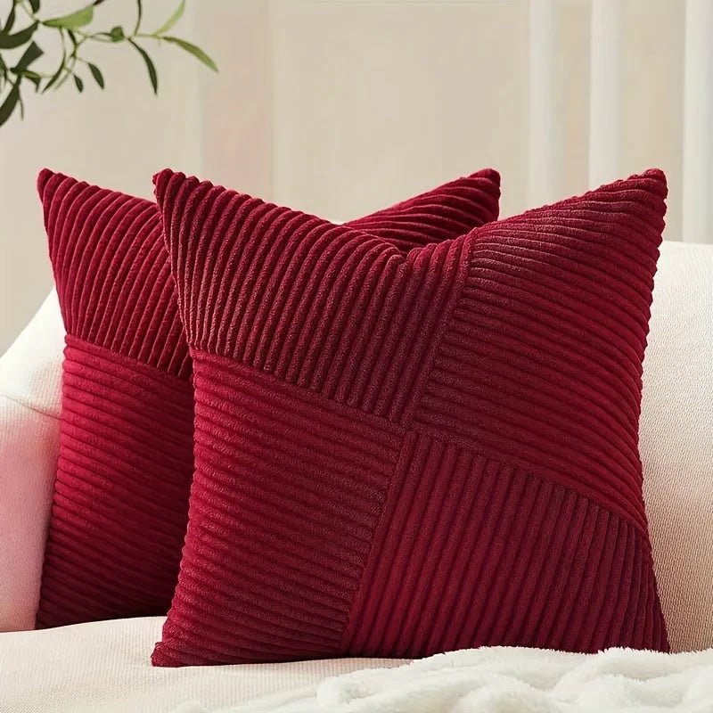 Pillow Covers Corduroy Ribbed Hidden Zipper Set of Two