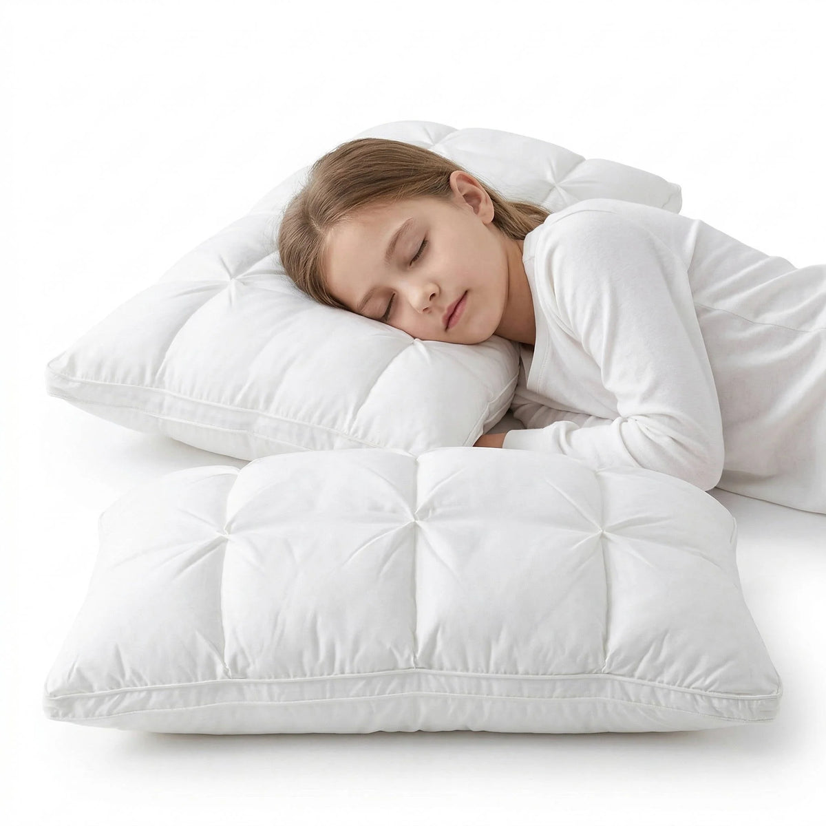Pillow Quilted Cooling Ice-Silk Microfiber Fill Medium-Firm Support