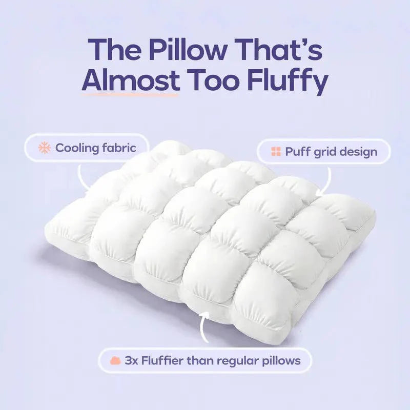 Pillow Quilted Cooling Ice-Silk Microfiber Fill Medium-Firm Support