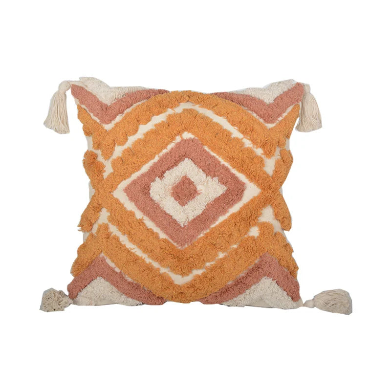 Pillow Set Hand-Tufted Geometric Cotton Cover Square & Lumbar