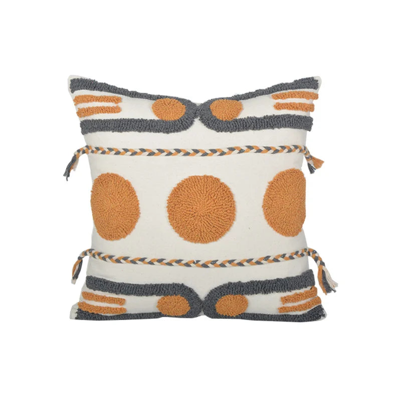 Pillow Set Hand-Tufted Geometric Cotton Cover Square & Lumbar