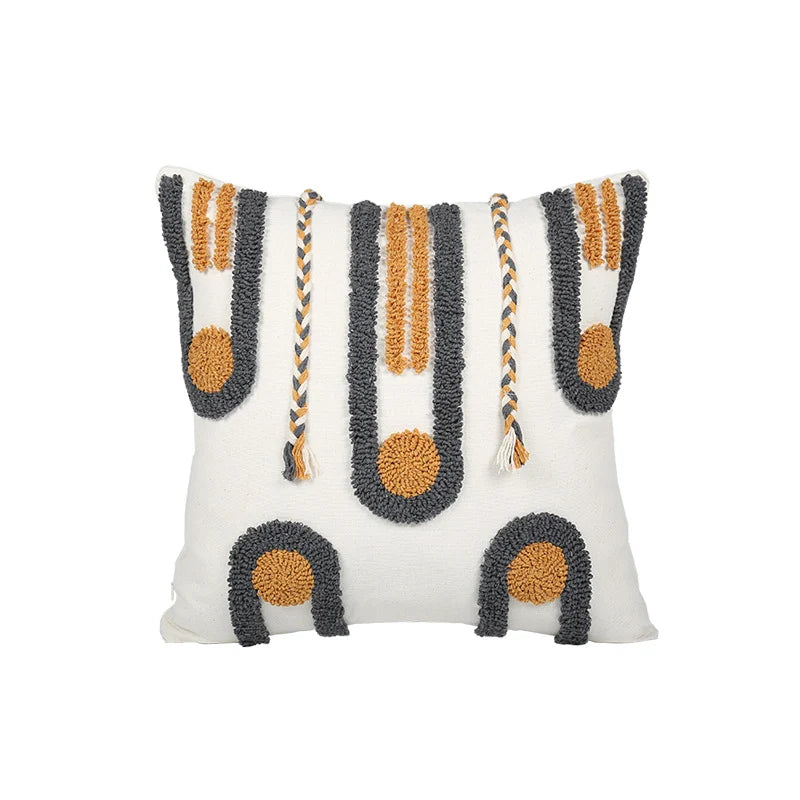 Pillow Set Hand-Tufted Geometric Cotton Cover Square & Lumbar