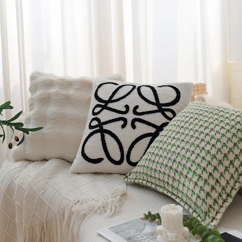 Pillowcase Faux Fur Ribbed Wave Concealed Zipper