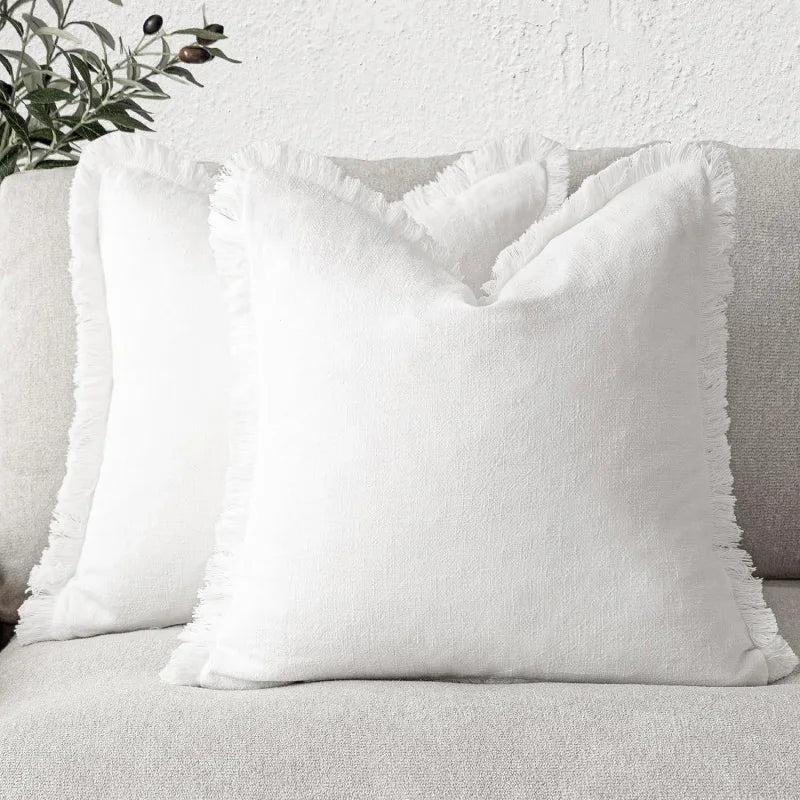 Pillowcase Set Cotton-Linen Invisible Zipper 45x45 cm