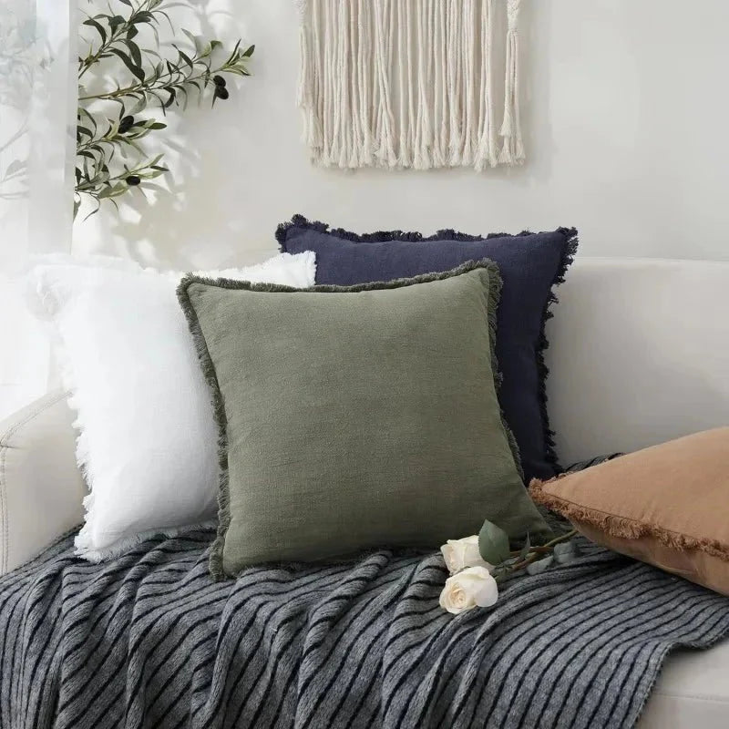 Pillowcase Set Cotton-Linen Invisible Zipper 45x45 cm
