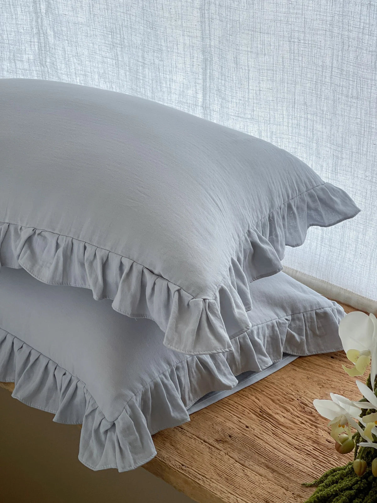 Pillowcase Set Ruffled Pre-Washed Linen Set of 2