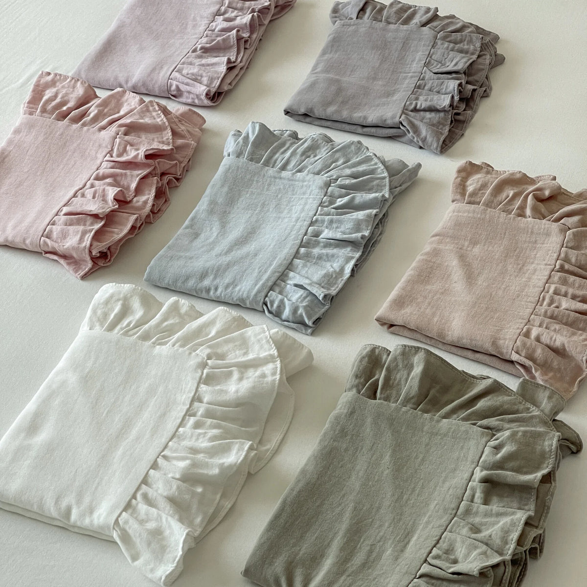 Pillowcase Set Ruffled Pre-Washed Linen Set of 2