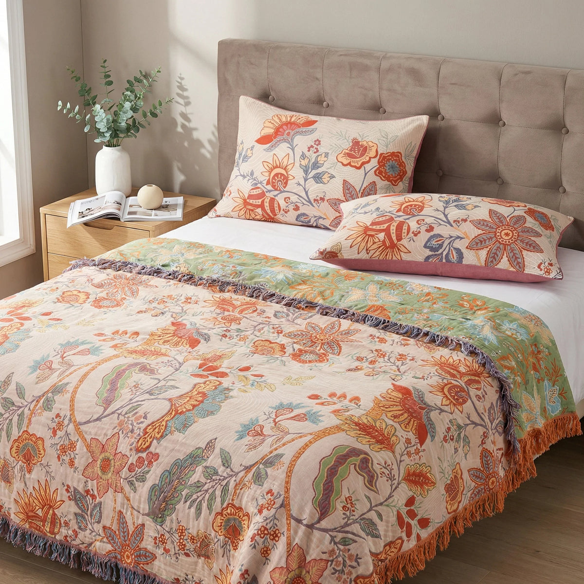 Pillowcase Set Rustic Floral Cotton Breathable