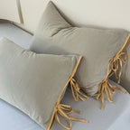 Pillowcase Set Washed Linen Look Decorative Ties Easy Care
