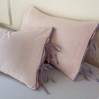 Pillowcase Set Washed Linen Look Decorative Ties Easy Care