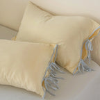 Pillowcase Set Washed Linen Look Decorative Ties Easy Care