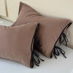 Pillowcase Set Washed Linen Look Decorative Ties Easy Care