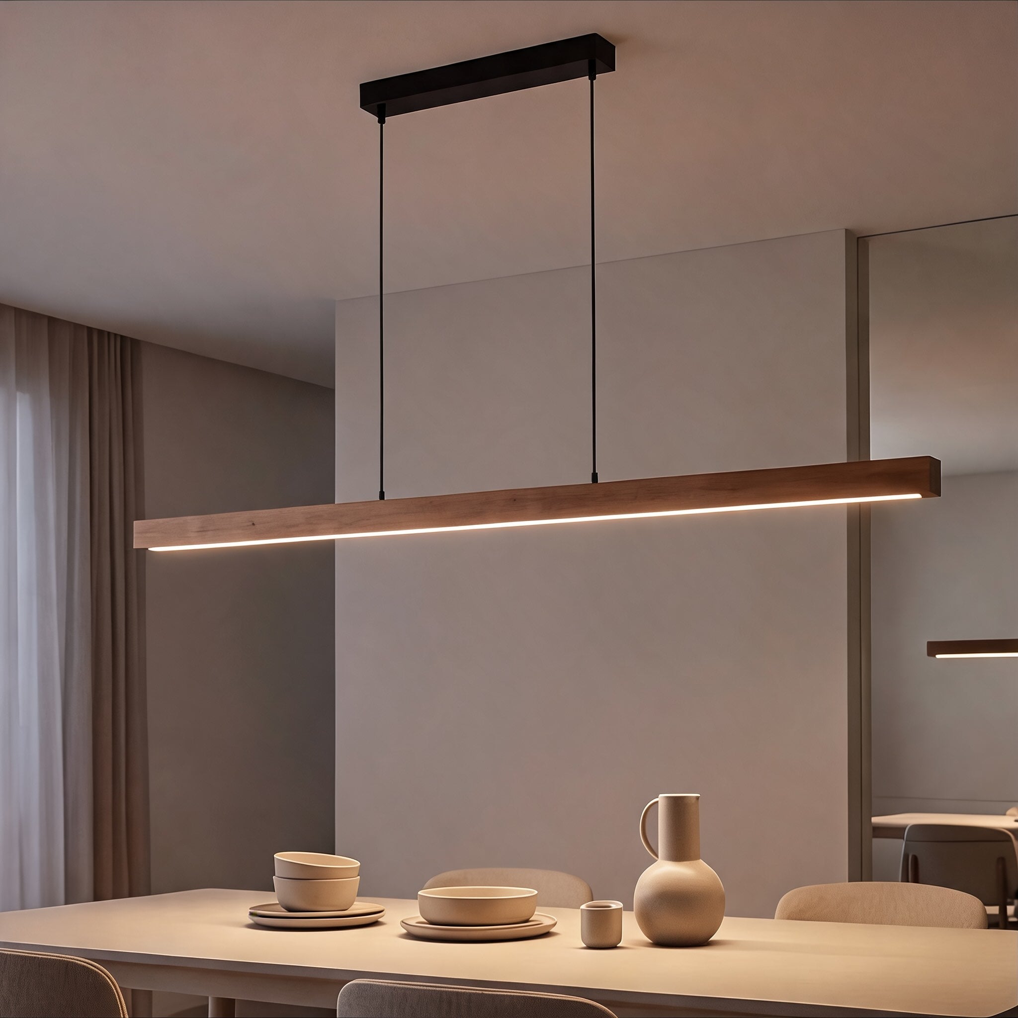 Pine & Black Walnut Energy-Efficient LED Pendant Light