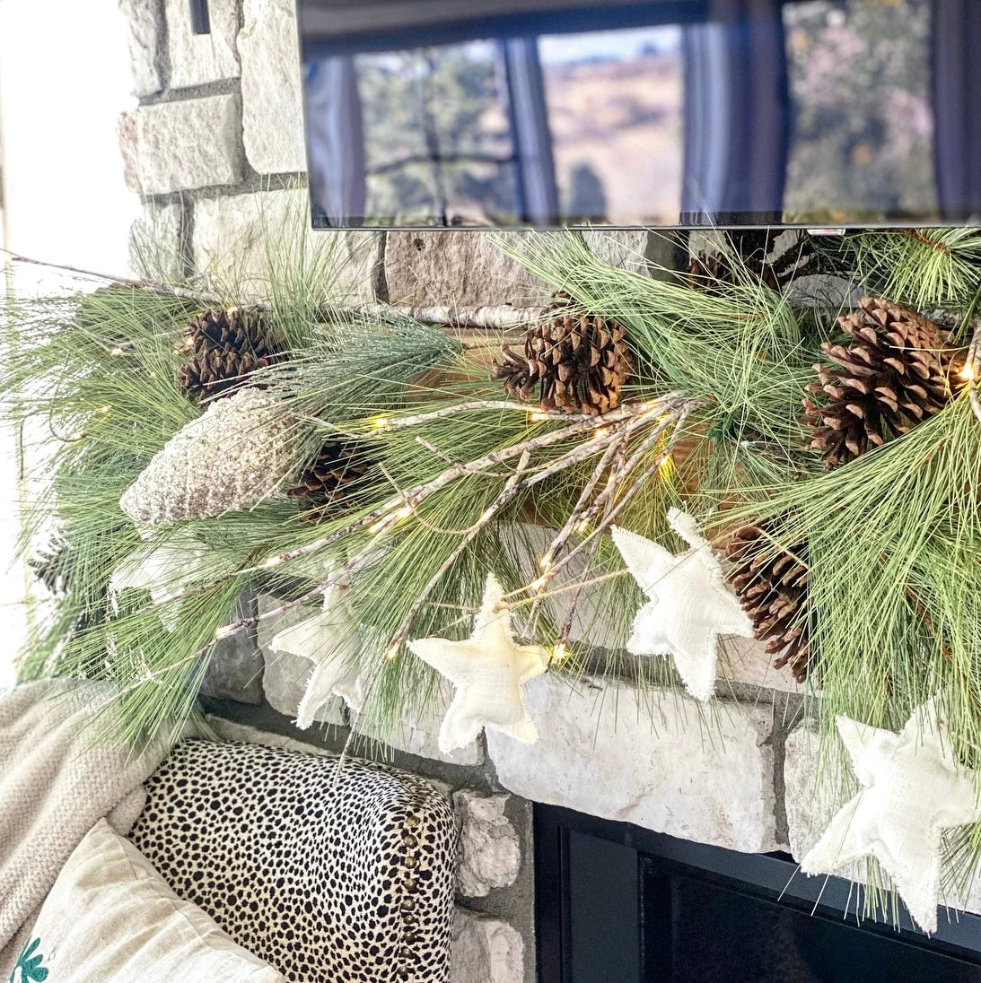 Pine Garland 6 Foot Long Needles & Pinecones