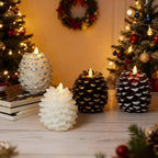 Pinecone Candle Flameless Flickering LED Remote & Timer
