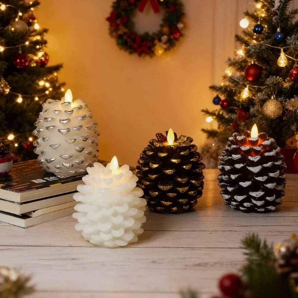 Pinecone Candle Flameless Flickering LED Remote & Timer