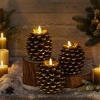 Pinecone Candle Flameless Flickering LED Remote & Timer