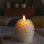 Pinecone Candle Flameless Flickering LED Remote & Timer