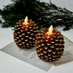Pinecone Candle Flameless Flickering LED Remote & Timer